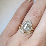 Single Lava Ribbon Ring with White Round Brilliant Diamonds.
