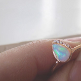 Single 14K Raindrop Opal Ring.