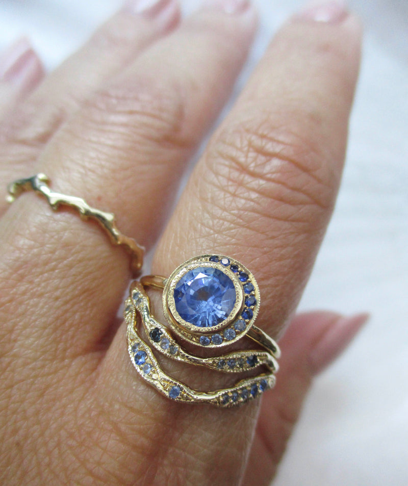 Crescent Ombre Blue Sapphire Ring