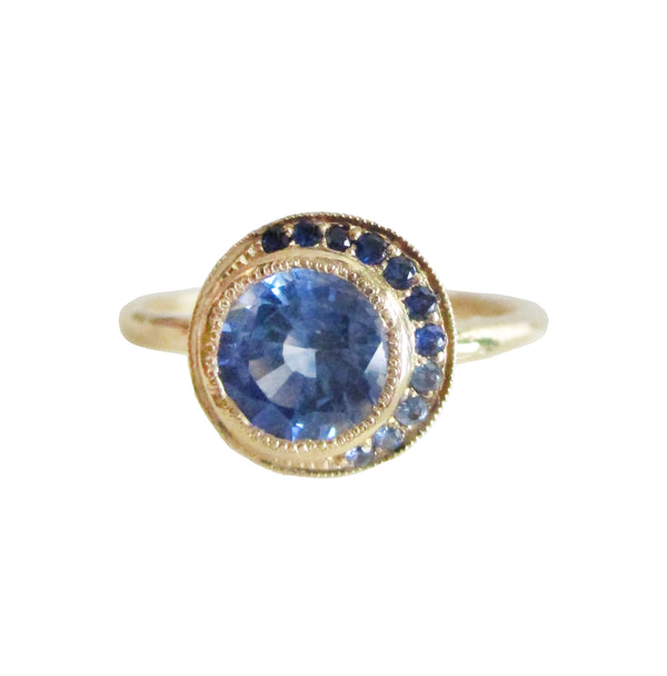 Crescent Ombre Blue Sapphire Ring