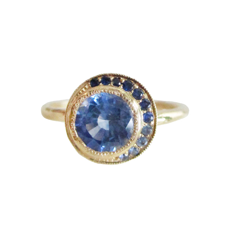 Crescent Ombre Blue Sapphire Ring