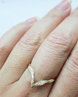 14K yellow gold Lava Beak White Diamonod Ring on the hand