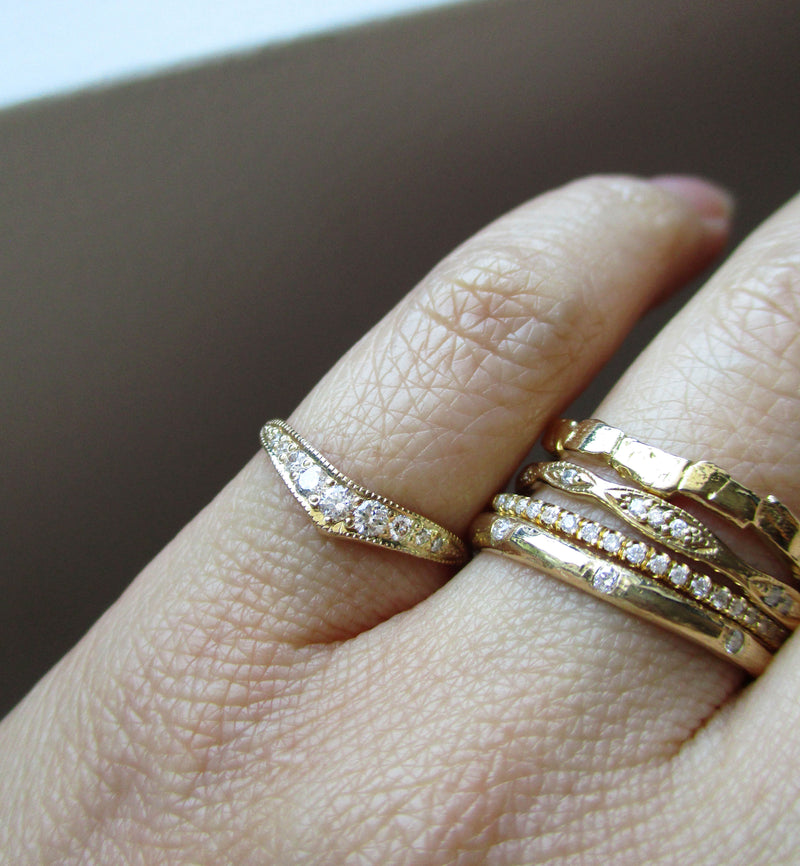 Shrine Ring pinky ring with white diamonds