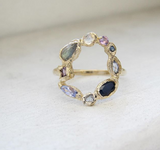 Ama harbor unicorn ring made with sapphire, moonstone, labradorite, amethyst and tanzanite  