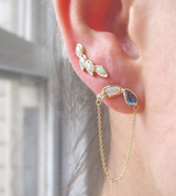 Ama Arch Mermaid Earrings on Woman's Ear Combined with Ear Crawler.