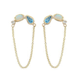 Ama Arch Mermaid Earrings made with Aquamarine, opal, blue topaz.