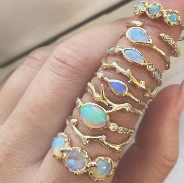 Large collection of 14K Opal Rings.