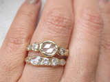 14K Yellow Gold Journey Rosecut Diamond Ring on Woman's Hand.