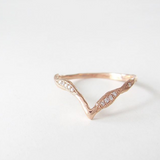 Rose Gold Lava Beak Ring with White Diamonds.