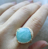 One-of-a-kind amazonite cove ring on hand. 