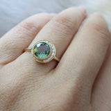 Crescent Green Sapphire Ring
