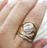 Misa Jewelry 14K gold Oasis Rosecut Diamond Ring, Canyon Diamond Ring, Lava Deep Ribbon Ring, Wave Eternity Ring on the hand