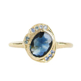 Misa Jewelry One of a kind Oasis Blue Sapphire Ring with cornflower sapphire 14K gold ring