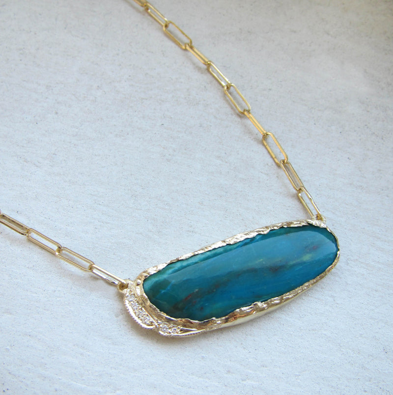 Peruvian Opal Hidden Cove Gold Necklace.