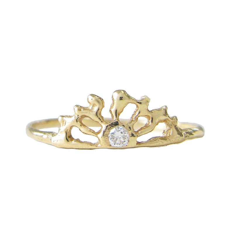 Yellow Gold Sunrise Ring with Diamond.