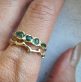 14K Journey Treasure Emerald Ring on Woman's Hand. 