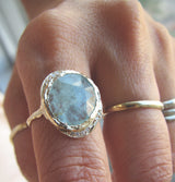 14k Aquamarine Hidden Cove Gold Ring on Woman's Hand.