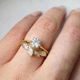 14k Petal White Marquis Diamond Ring on Woman's Hand. 