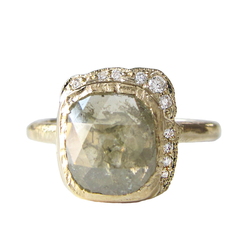 14k Rustic Diamond Reflection Ring.