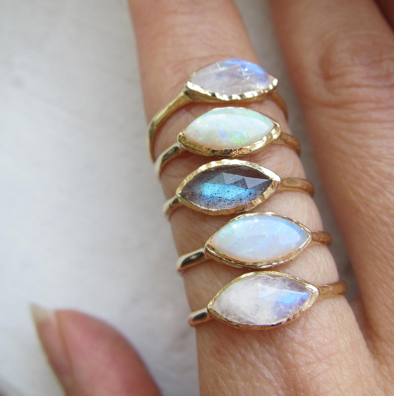 3 Dome Sapphire Moonstone Ring – S. Bell Designs