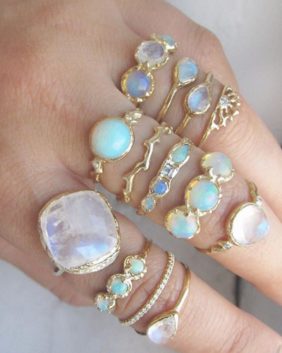 【raumi様】luijewelry opal ring k14 9号 Misa Jewelry - Opal Jewelry - Mini Haku Lei 3 Opal Ring