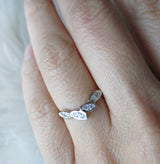 14k White Gold Petal White Marquis Diamond Ring.