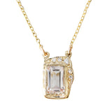 14K gold morganite necklace with diamonds