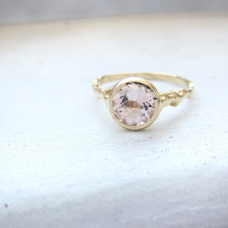 7mm Morganite Bloom Ring Right Angle View.