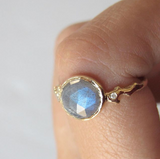 Single Morro Labradorite Ring on Woman's Hand.
