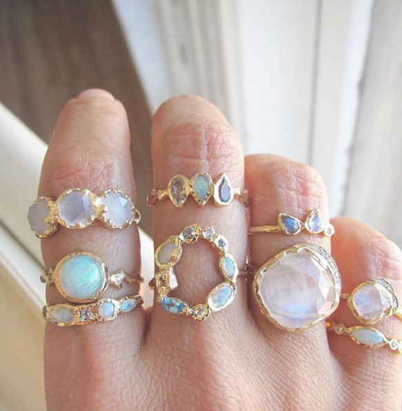 14K Gold Morro Opal Ring on Woman's Hand.