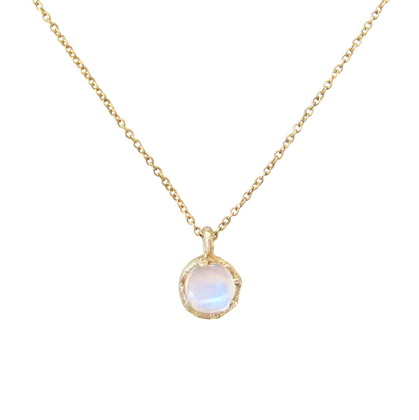 14K Fire Coral Moonstone Necklace