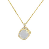 Mini cove chalcedony necklace with white round brilliant diamonds.