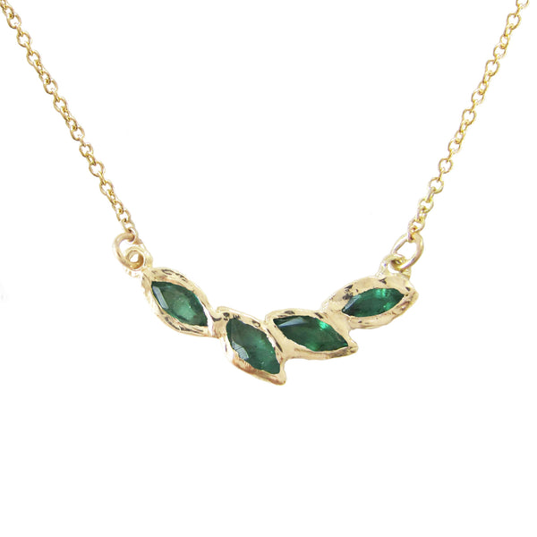 14k Petal Emerald Necklace