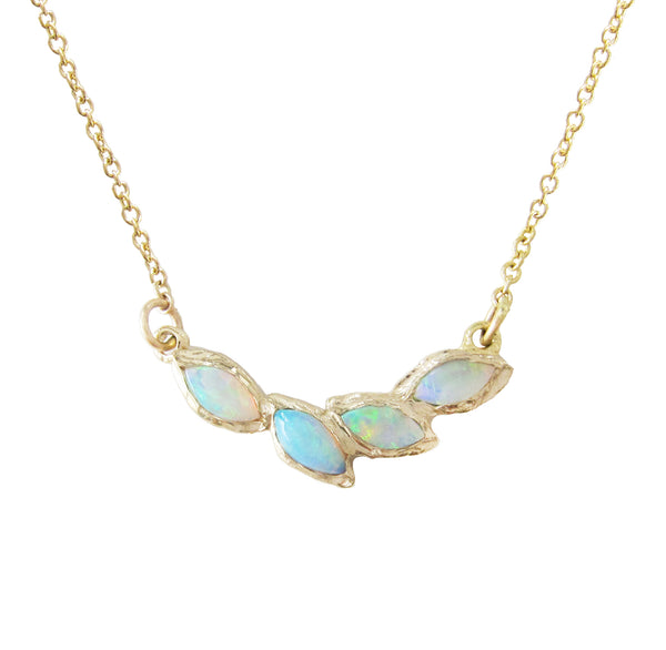 14k Yellow Gold Petal Opal Necklace