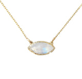 14k Yellow Gold Tribe Moonstone Necklace.