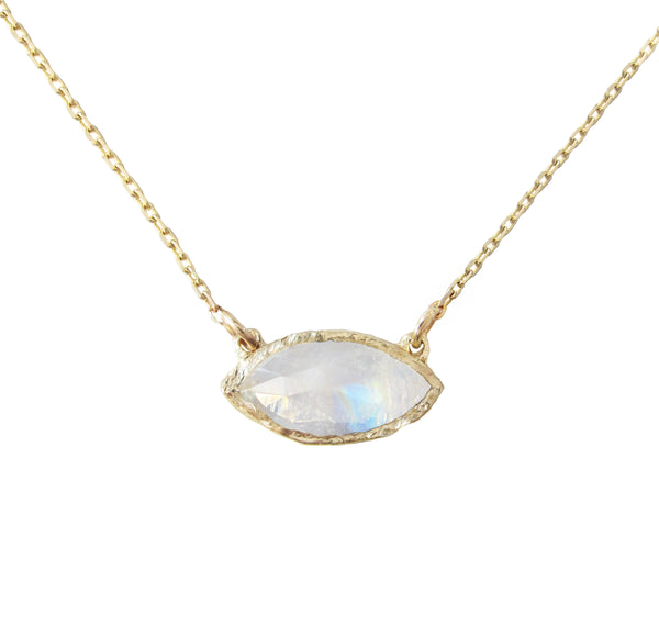 14k Yellow Gold Tribe Moonstone Necklace.
