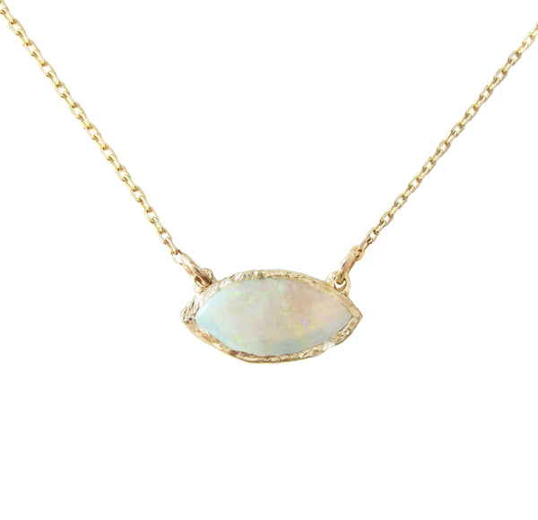 14k Yellow Gold Tribe Opal Necklace.