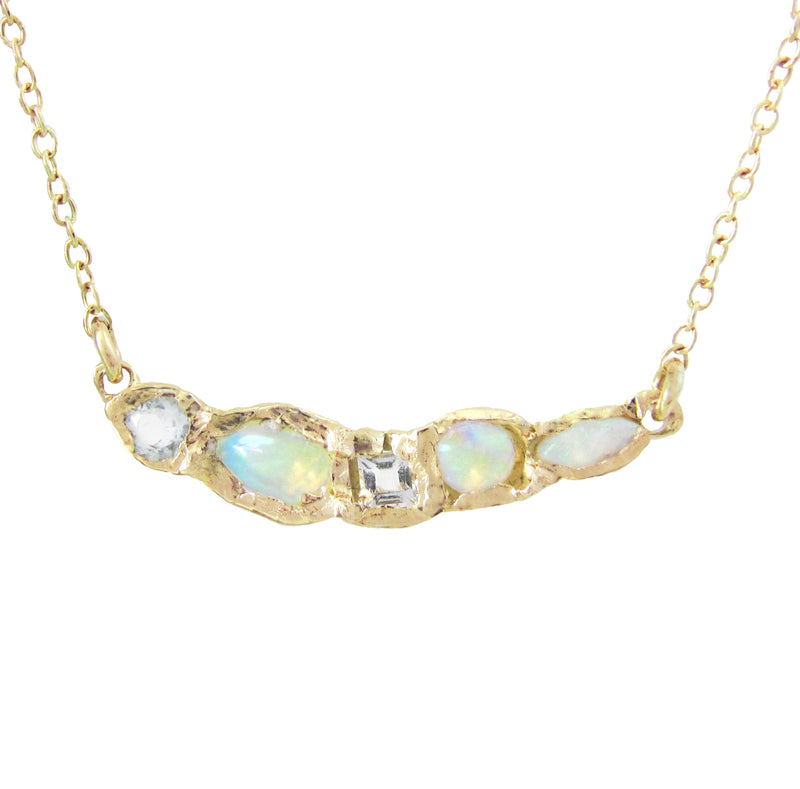 14k yellow gold Journey Treasure Opal Mermaid Necklace