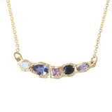 Moonlight Rainbow of Moonstone, Tanzanite, Pink sapphire, Blue sapphire and Tanzanite Necklace 