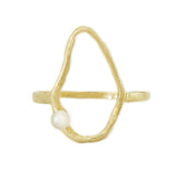 Yellow gold Oysterette Ring with Pearl.