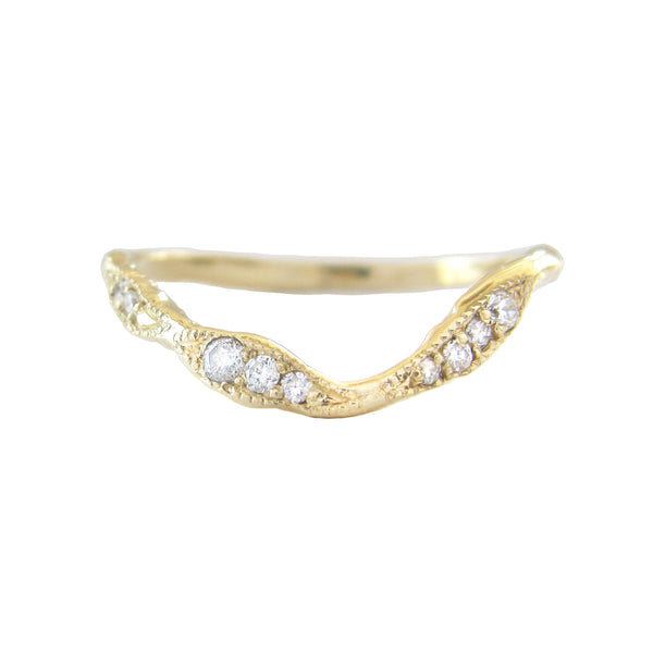 Lava Ribbon Ring with White Round Brilliant Diamonds as Part of Larger Collection.