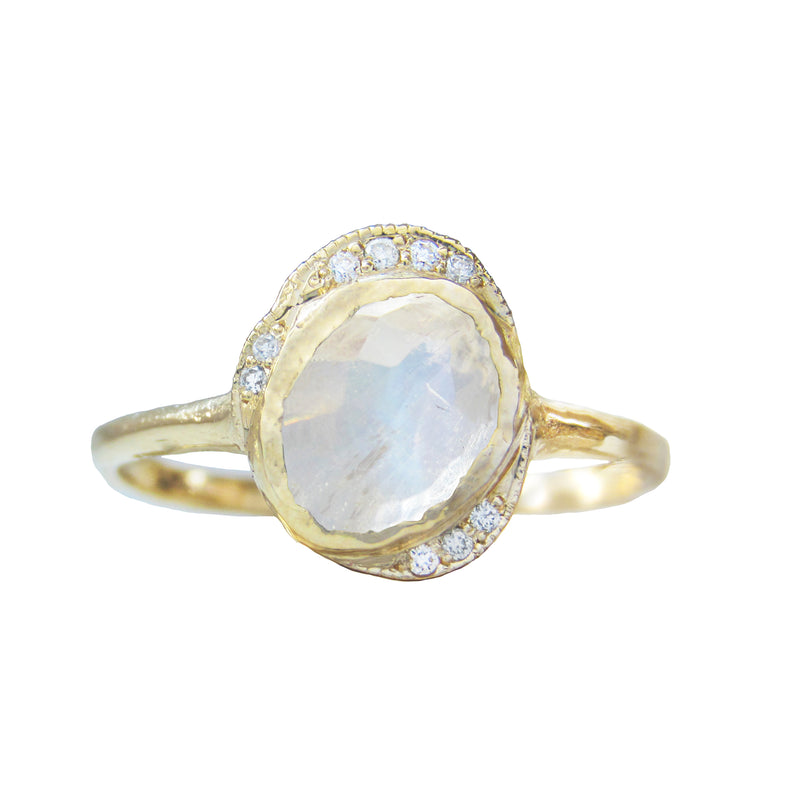 Oasis Moonstone Ring with White round brilliant diamonds.