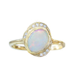 Oasis Opal Ring with White Round Brilliant Diamonds.