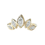 14k Palm diamond ring with white marquis diamonds.
