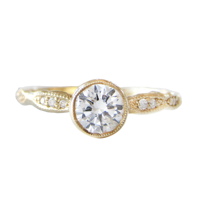 14k Wave Solitaire Ring