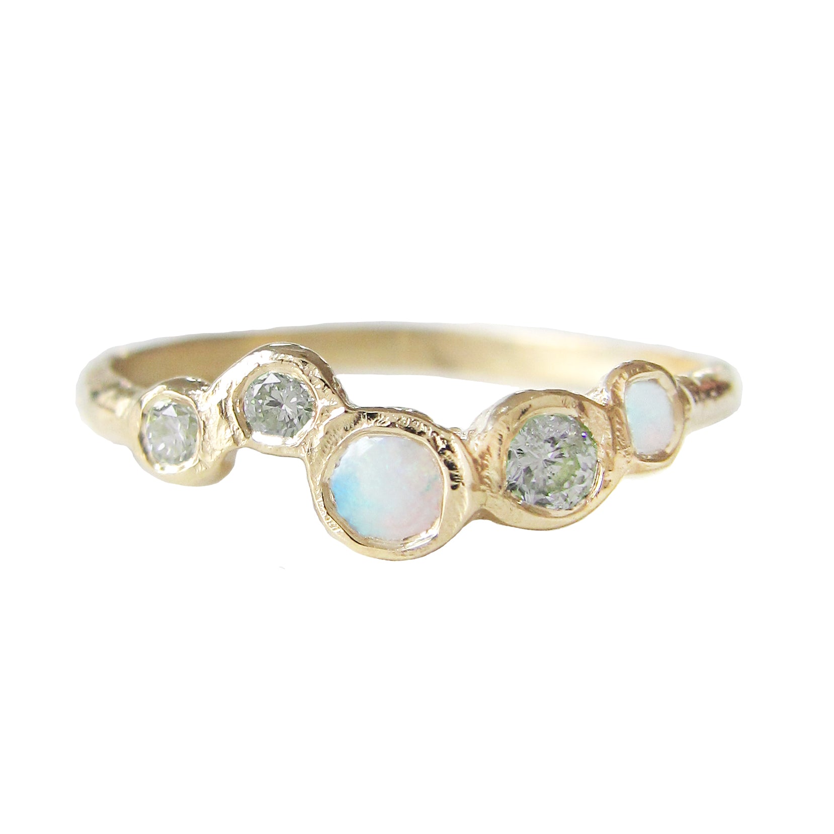 Misa Jewelry Handcrafted Ring - Opal + Green Sapphire Ring