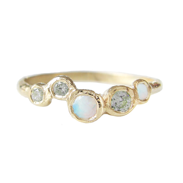 Gold Effervescence Opal and Green Sapphire Ring.
