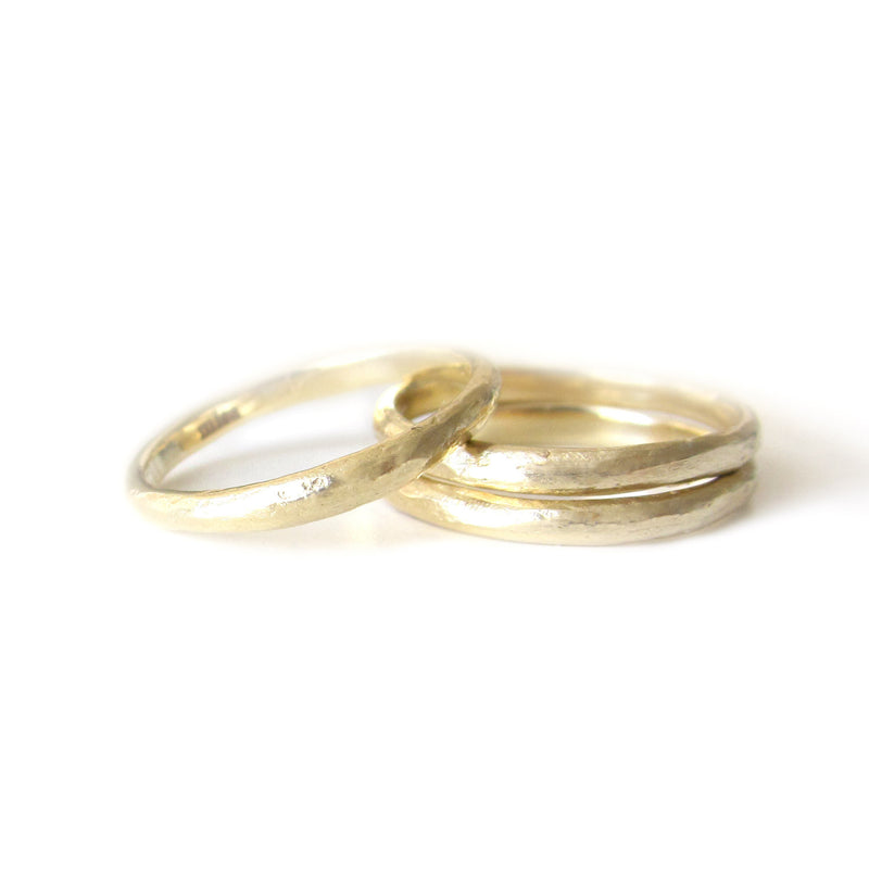 3 Yellow Gold 2mm Rings.