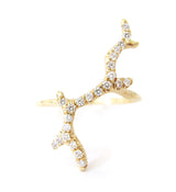 Yellow Gold Branch ring with diamonds. 