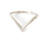 Single 14K White Gold Beak Ring with diamonds. 